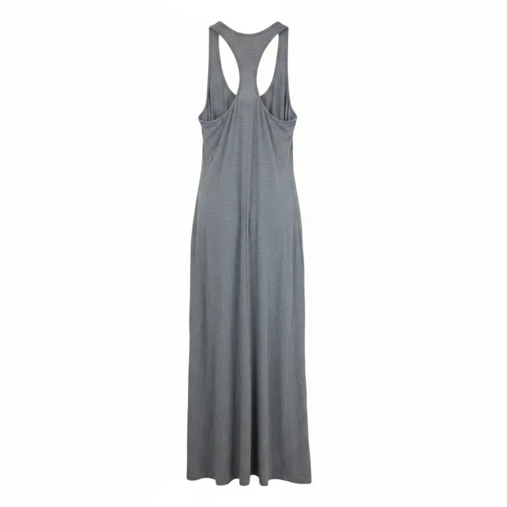 Fabletics Gray Heathered Tank Maxi Dress XS Racerback Casual Long - Picture 5 of 8